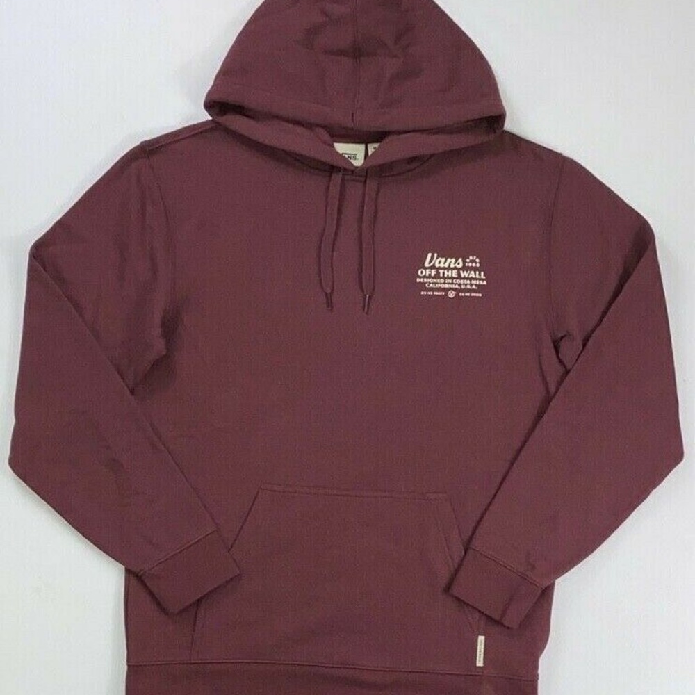 NEW Vans Coastal Message Port Royal Burgandy Hoodie Sweatshirt Mens M